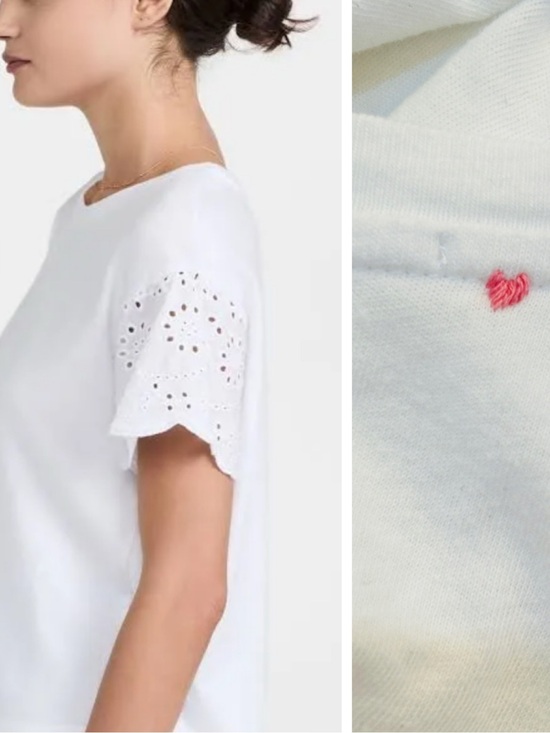 Rails Tops - RAILS white embroidered eyelet short sleeve babydoll t-shirt top size multi EUC
